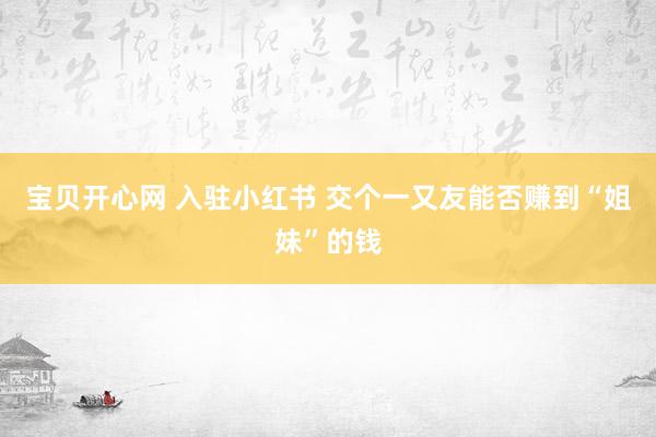 宝贝开心网 入驻小红书 交个一又友能否赚到“姐妹”的钱