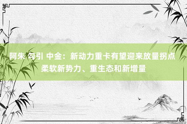 阿朱 勾引 中金：新动力重卡有望迎来放量拐点 柔软新势力、重生态和新增量